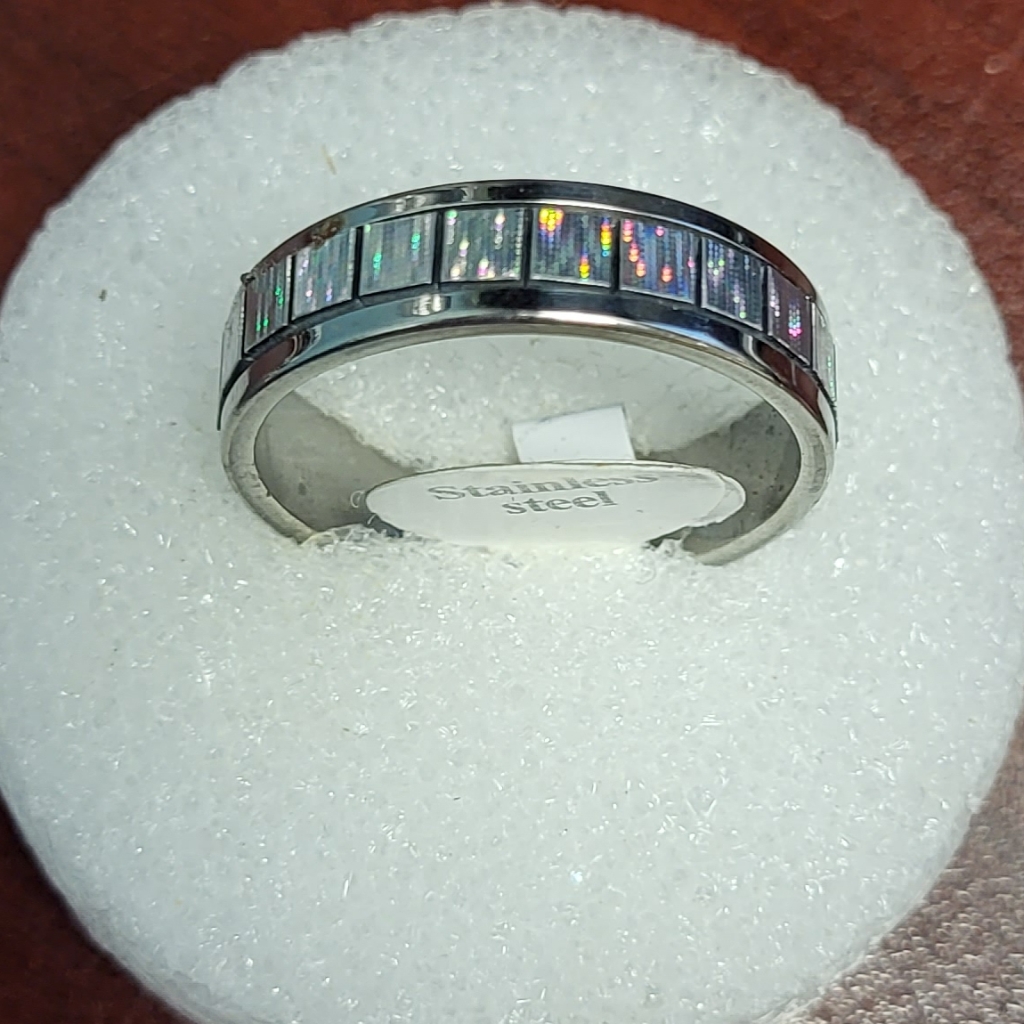 Stainless Steel Silver PearlizedSilver Unisex Band 7$